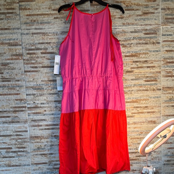 London Times Pink and Red Midi Dress - Picture 6 of 6